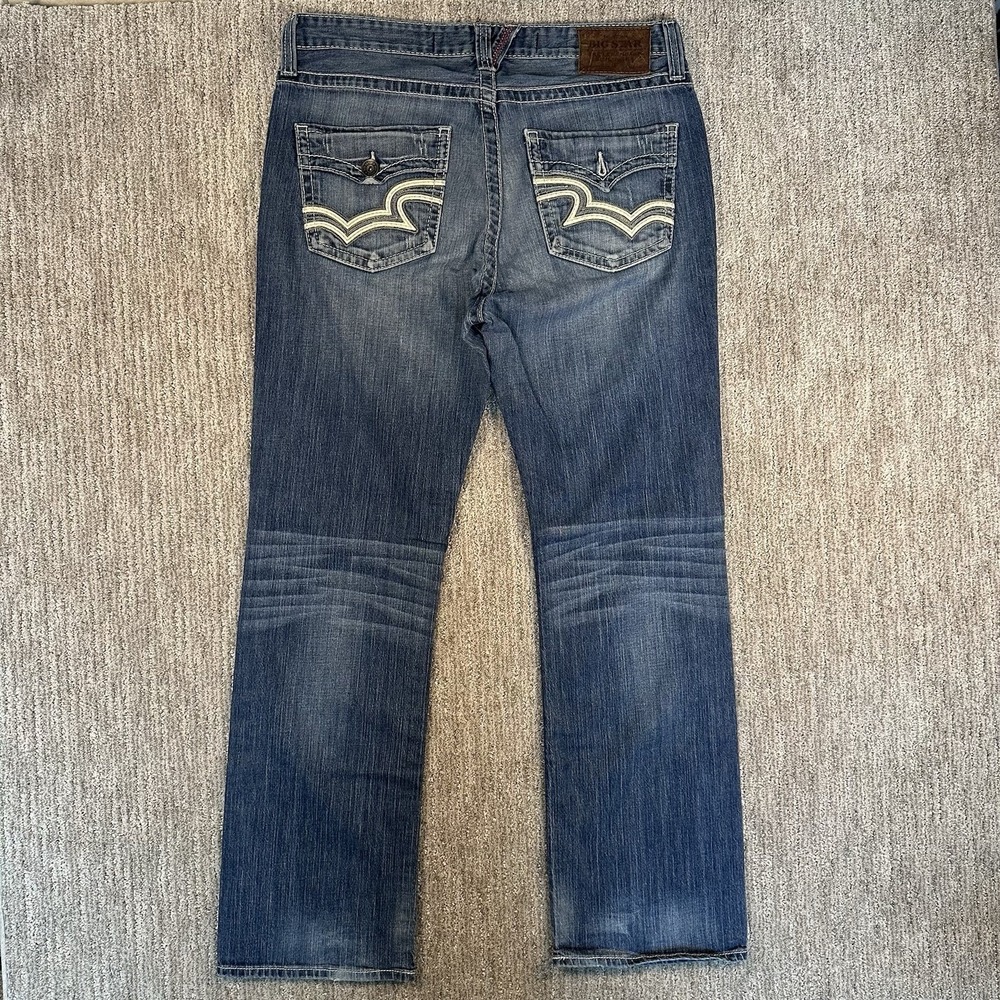 Big Star Pioneer Mens Regular Boot Cut Embroidered Jeans Size 34x32 READ